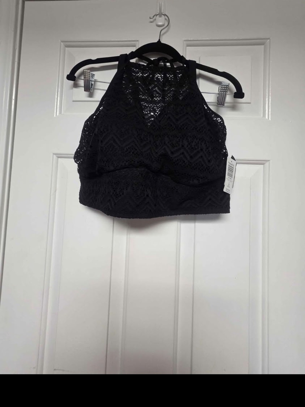 torrid Black Crochet Halter Bikini Top
